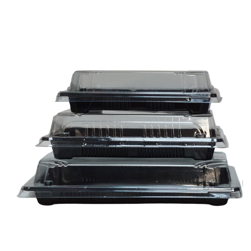 SUSHI TRAY BLACK HP01 162/2 + DECKSEL TRANS 400PC